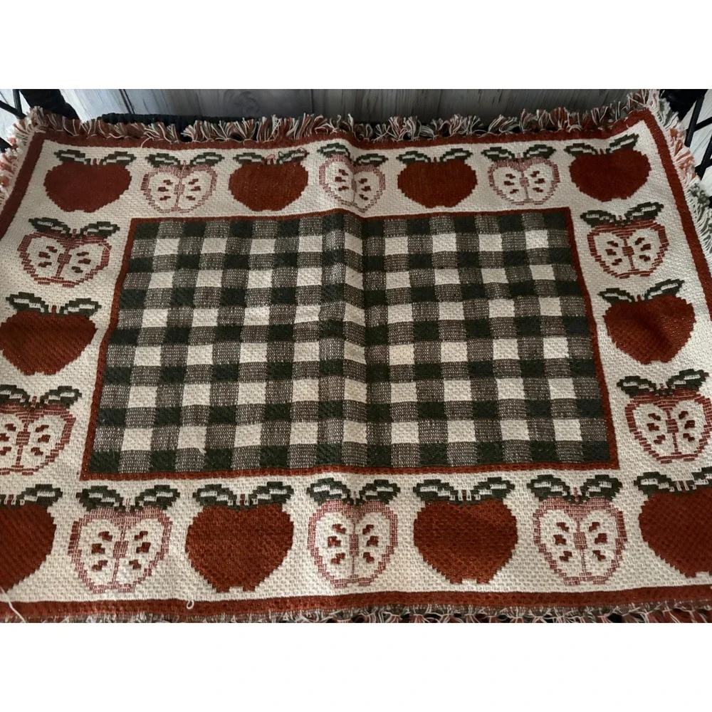 Apple Jacks Spice Woven Tapestry Placemat Fringed Farmhouse Decor 13x18